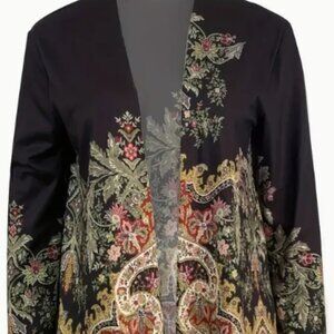 Ethnic Floral Print Open Front Cardigan - Casual Long Sleeve, Lightweight & Cozy